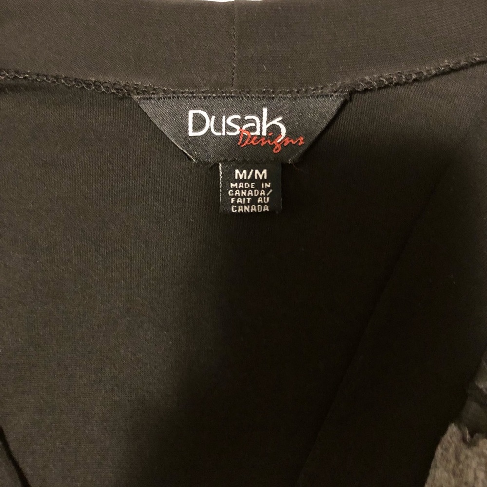 Dusak Designs Cross Over V Neck Blouse Top Soft Grey & Black Design Flattering - Picture 8 of 12